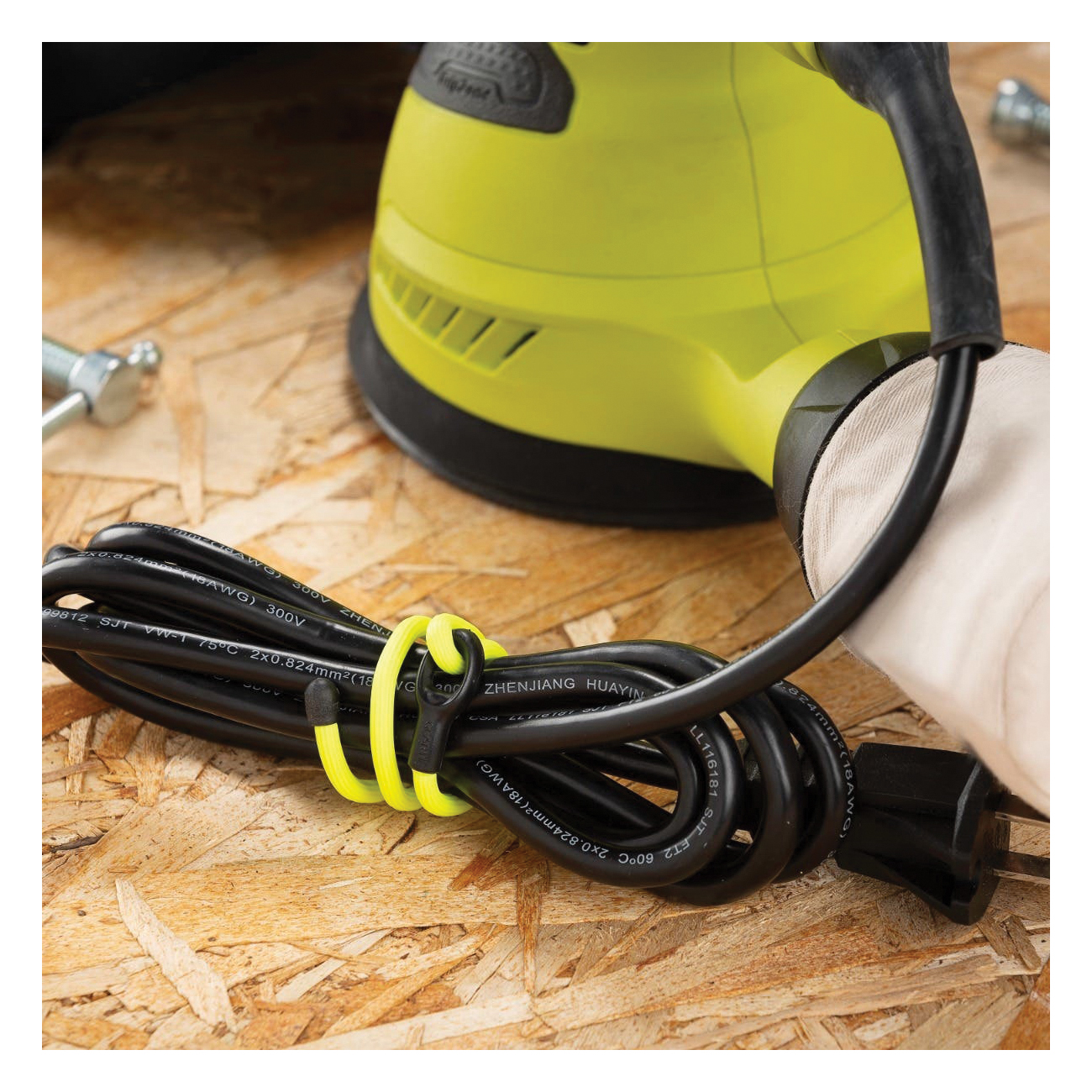Gear Tie LOOPABLE GLS12-33-2R3 Twist Tie, 4.1 mm Dia, 12 in L, Plastic/Rubber/Steel, Neon Yellow - 2