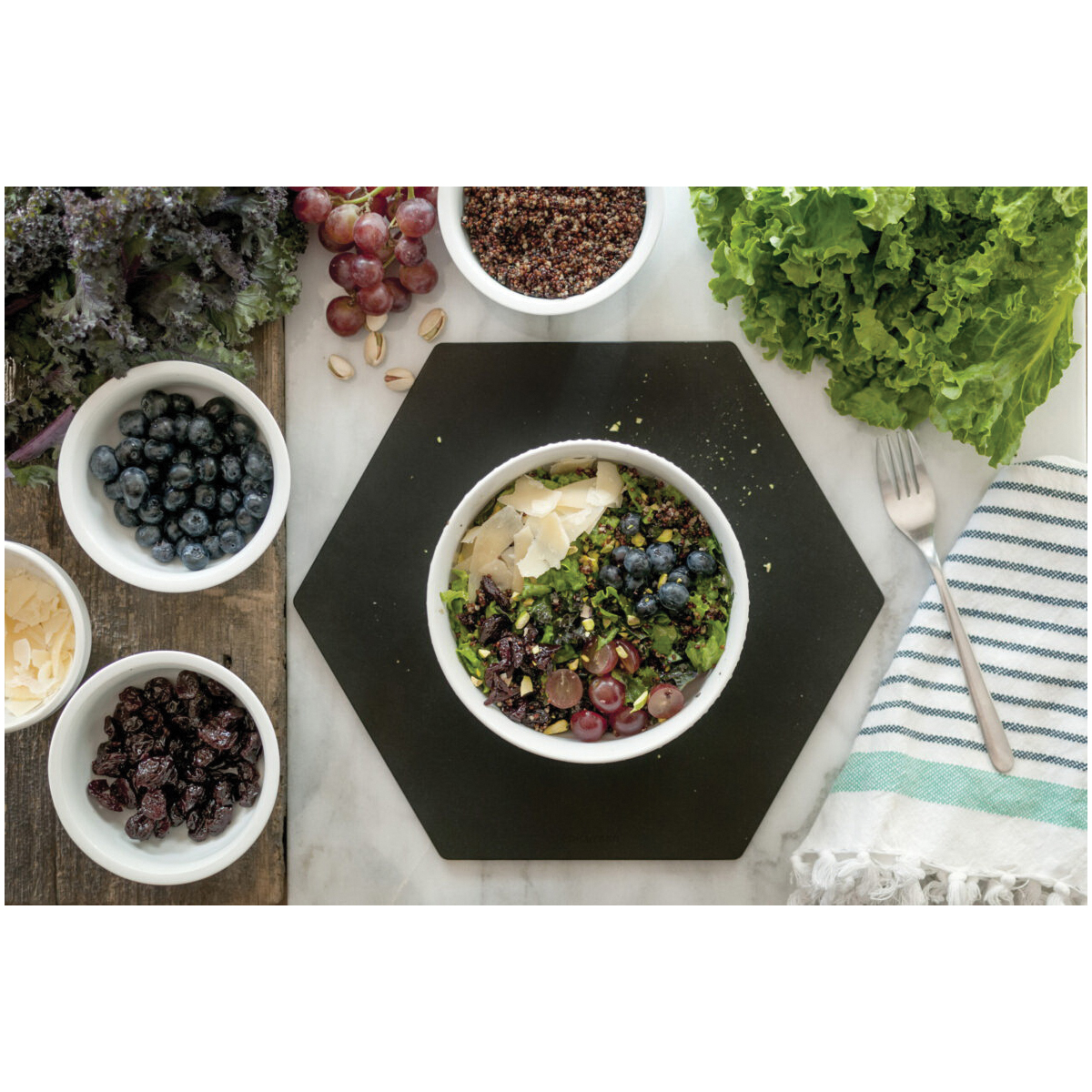 epicurean Hexagon 020-1311HEX02 Cutting Board, 13 in L, 11-1/4 in W, 1/4 in Thick, Wood, Slate Black - 4