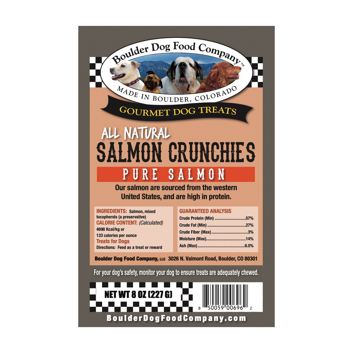 Boulder Dog Food Company SALCRUN8OZ Dog Treat, Crunchy, Salmon Flavor, 8 oz - 2