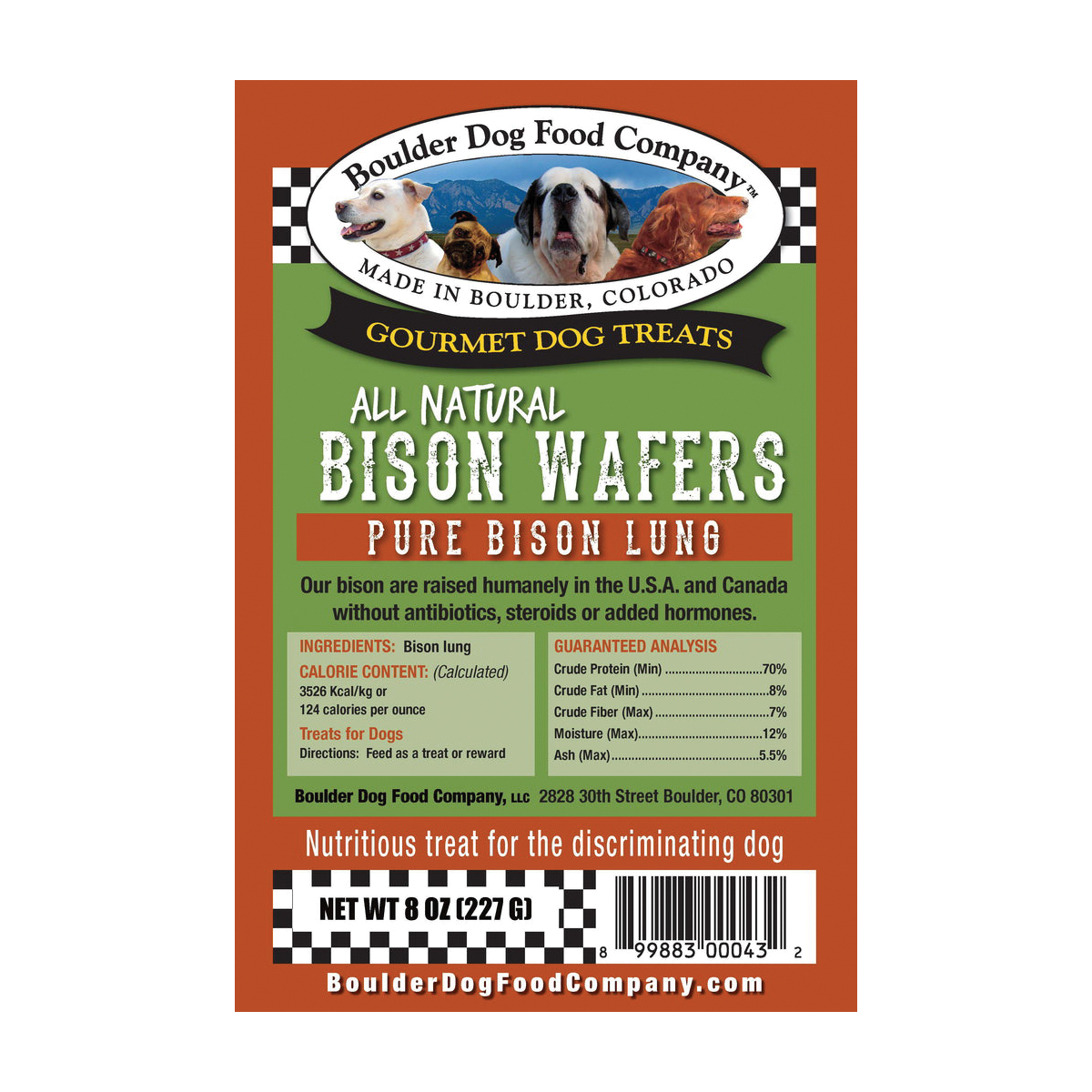 Boulder Dog Food Company BSNWAFE8OZ Dog Wafer Treat, Bison Flavor, 8 oz - 2