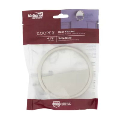 National Hardware Cooper N336-701 Door Knocker, Zinc, Satin Nickel, 7/32 in Mounting Hole - 4
