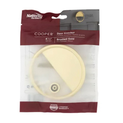 National Hardware Cooper N336-702 Door Knocker, Zinc, Brushed Gold, 7/32 in Mounting Hole - 5