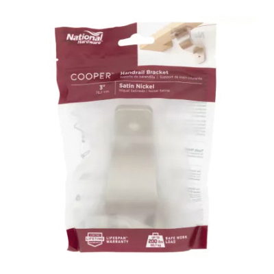 National Hardware Cooper N830-520 Handrail Bracket, 200 lb, Zinc, Satin Nickel - 4
