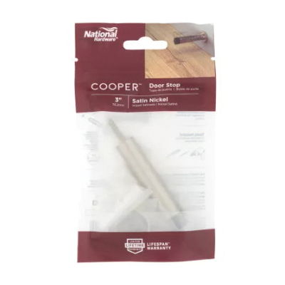 National Hardware Cooper N830-522 Door Stop, 1 in Dia Base, 3 in Projection, Aluminum, Satin Nickel - 3