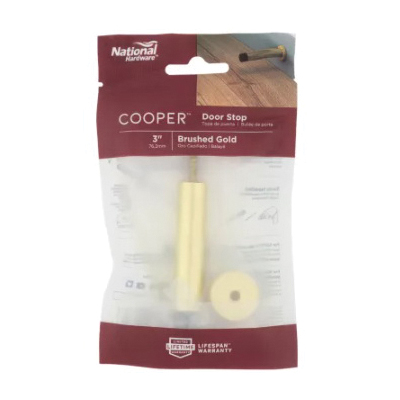 National Hardware Cooper N830-523 Door Stop, 1 in Dia Base, 3 in Projection, Aluminum, Brushed Gold - 3