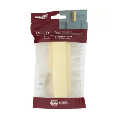 National Hardware Reed N336-705 Door Knocker, Aluminum, Brushed Gold, 1/8 in Mounting Hole - 4
