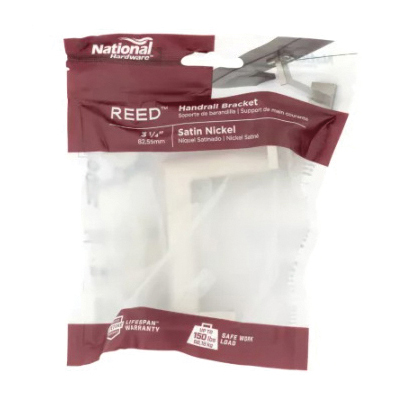 National Hardware Reed N830-525 Handrail Bracket, 150 lb, Steel/Zinc, Satin Nickel - 4
