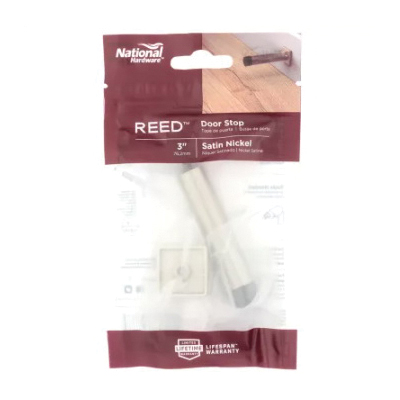 National Hardware Reed N830-527 Door Stop, 1 in Dia Base, 3 in Projection, Aluminum, Satin Nickel - 4