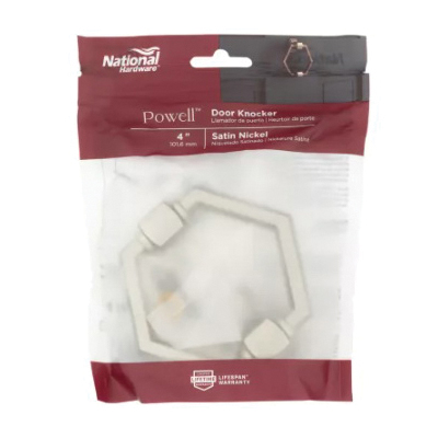 National Hardware Powell N336-707 Door Knocker, Zinc, Satin Nickel, 7/32 in Mounting Hole - 3