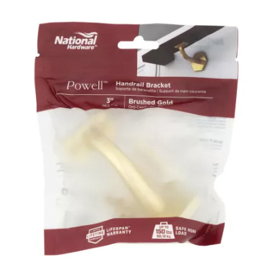 National Hardware Powell N830-534 Handrail Bracket, 150 lb, Steel/Zinc, Brushed Gold - 4