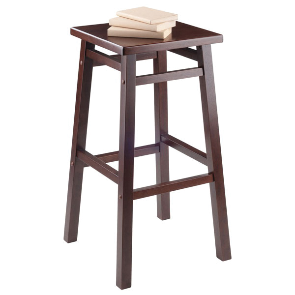Winsome Carter Series 94137 Square Seat Bar Stool, 15.43 in W, 15.43 in D, 29.02 in H, Solid Wood, Wood Seat, Brown - 4