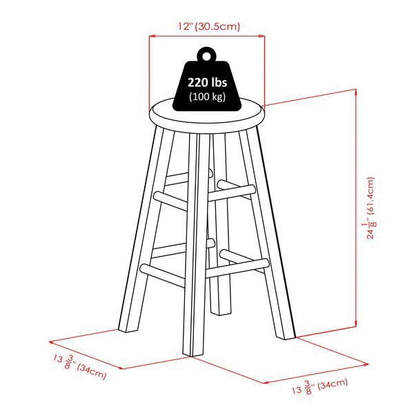 Winsome Ivy Series 36224 Square Leg Counter Stool, 13.4 in W, 13.4 in D, 24.2 in H, Solid Wood, Wood Seat, Gray - 5