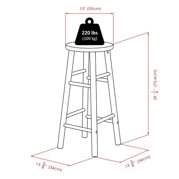 Winsome Huxton Series 53230 Bar Stool Set, 13.39 in W, 13.39 in D, 29.37 in H, Solid Wood, Wood Seat, Natural/White - 5
