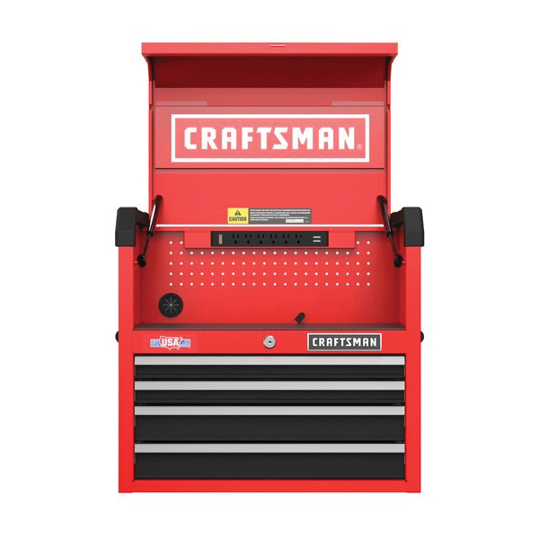 Craftsman S2000 Series CMST98267RB Tool Chest, 6582 cu-in, 26 in OAW, 24.7 in OAH, 16 in OAD, Steel, Black/Red - 2