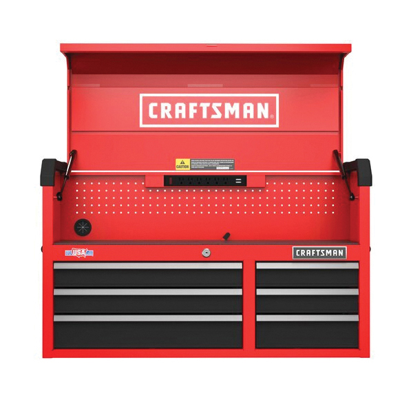Craftsman S2000 Series CMST98269RB Tool Chest, 10,992 cu-in, 41 in OAW, 24.7 in OAH, 16 in OAD, Steel, Black/Red - 2