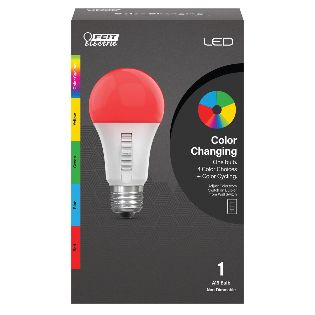 Feit Electric A19/RGBY/6WY/LEDI Color Changing Party Bulb, A19 Bulb, 4.5 W, Blue/Green/Red/Yellow Bulb, LED, 100 Lumens - 3