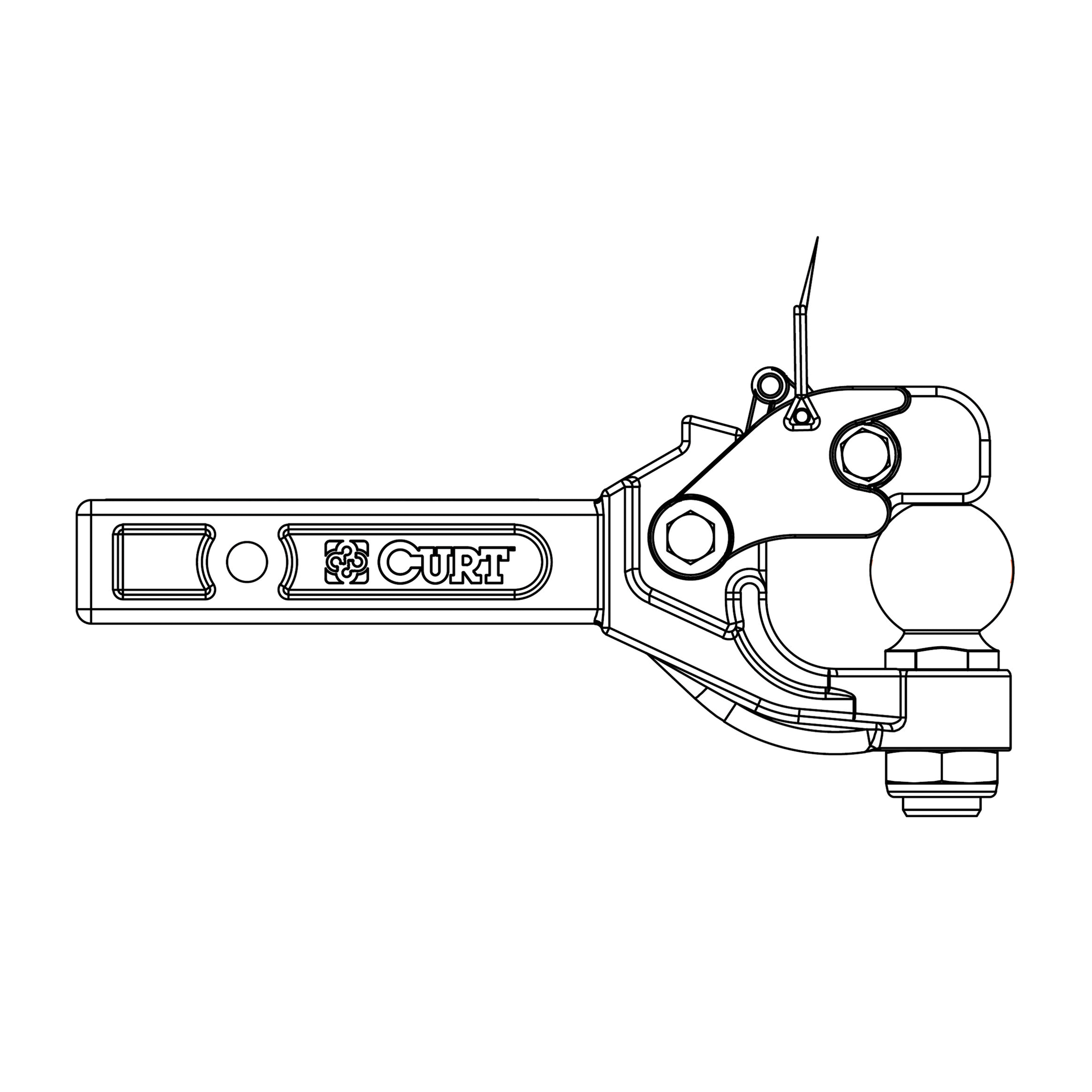 Curt 48006 Receiver-Mount Ball and Pintle Hitch, Steel, Black, Carbide Powder-Coated - 2