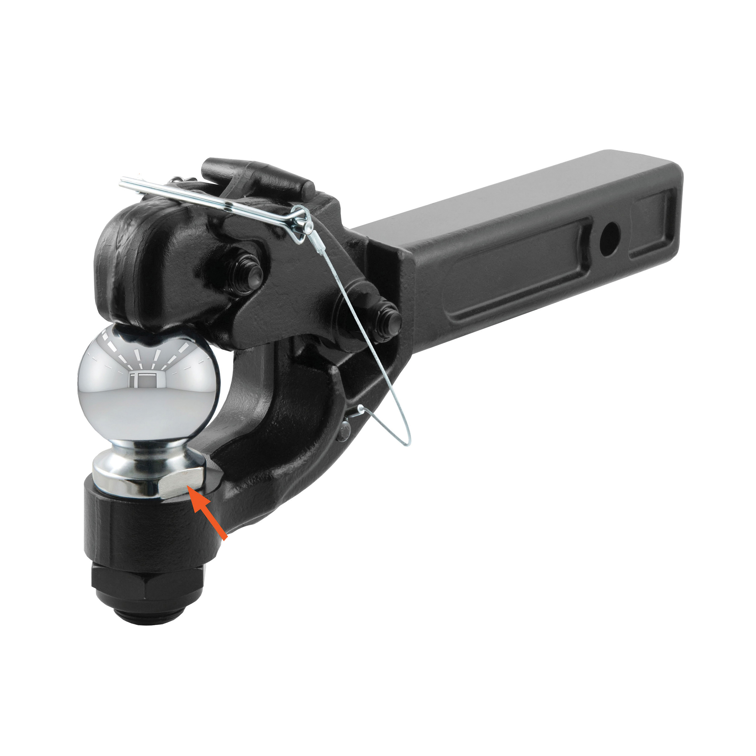 Curt 48006 Receiver-Mount Ball and Pintle Hitch, Steel, Black, Carbide Powder-Coated - 3