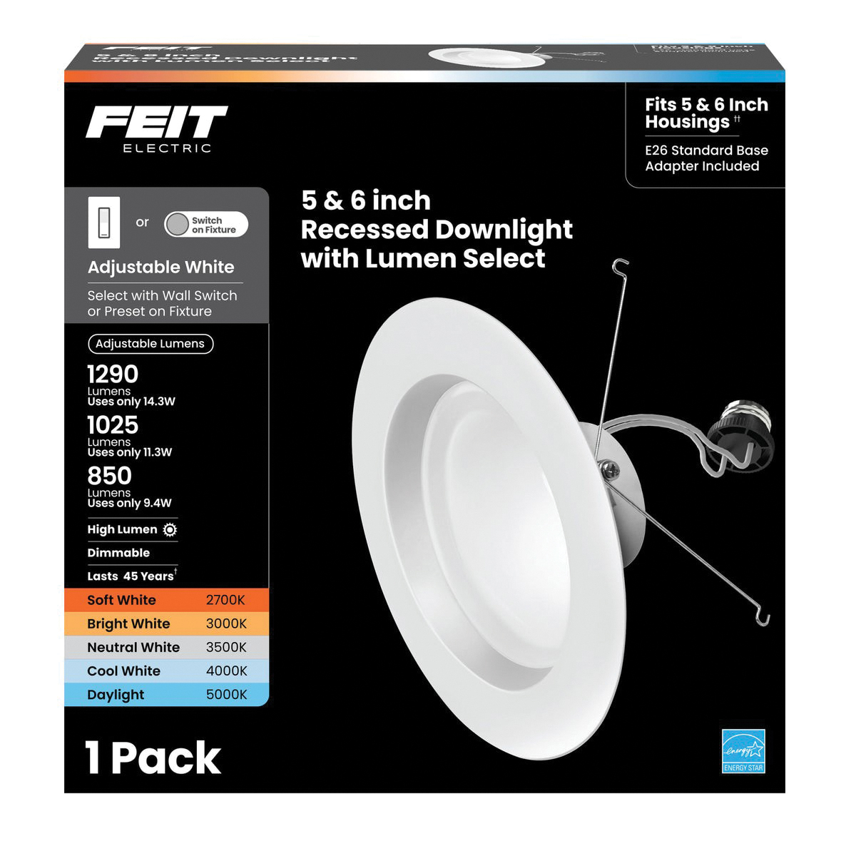 Feit Electric LEDR56HO/6WYCA Recessed LED Downlight, 14.3 W, 120 V, LED Lamp - 2