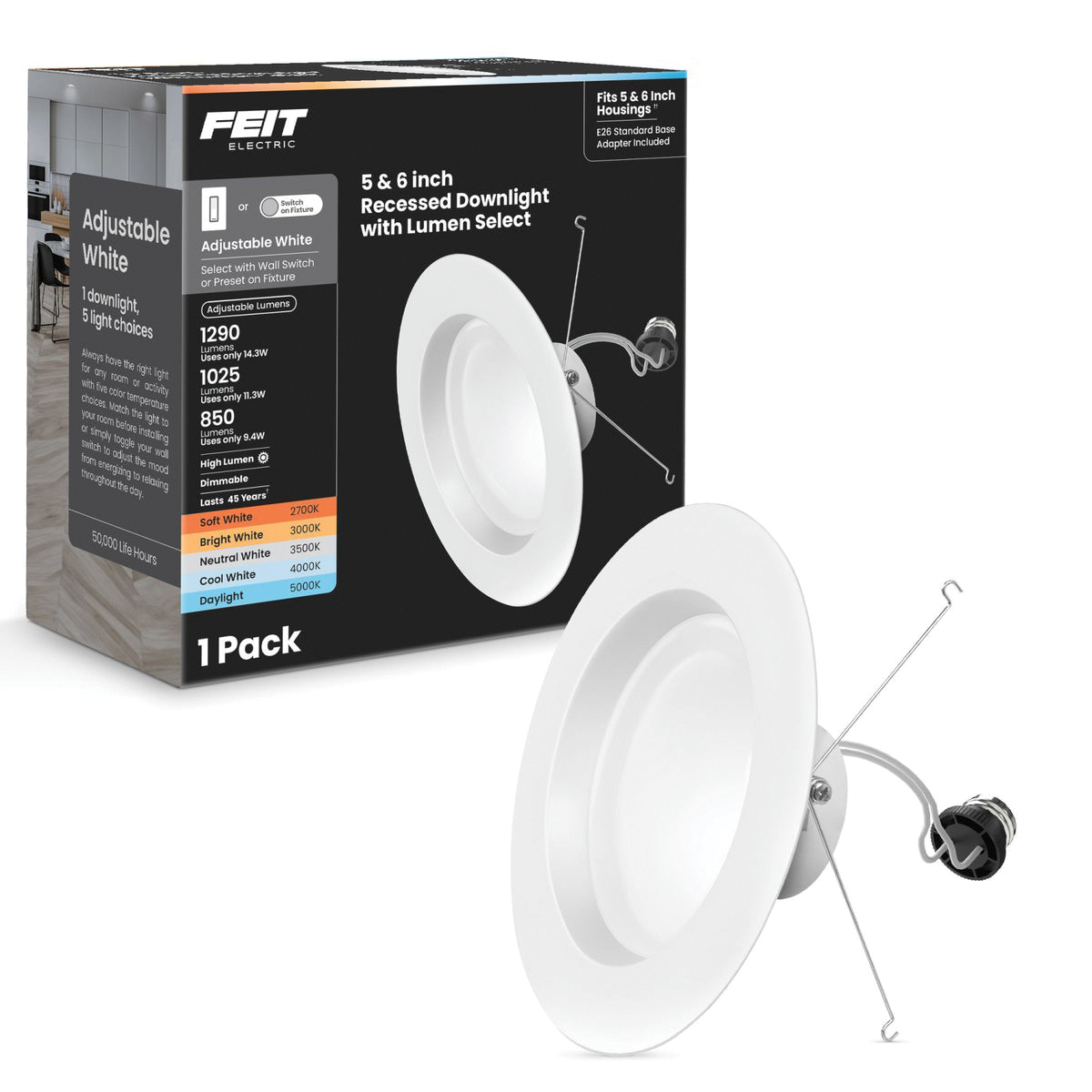 Feit Electric LEDR56HO/6WYCA Recessed LED Downlight, 14.3 W, 120 V, LED Lamp - 3