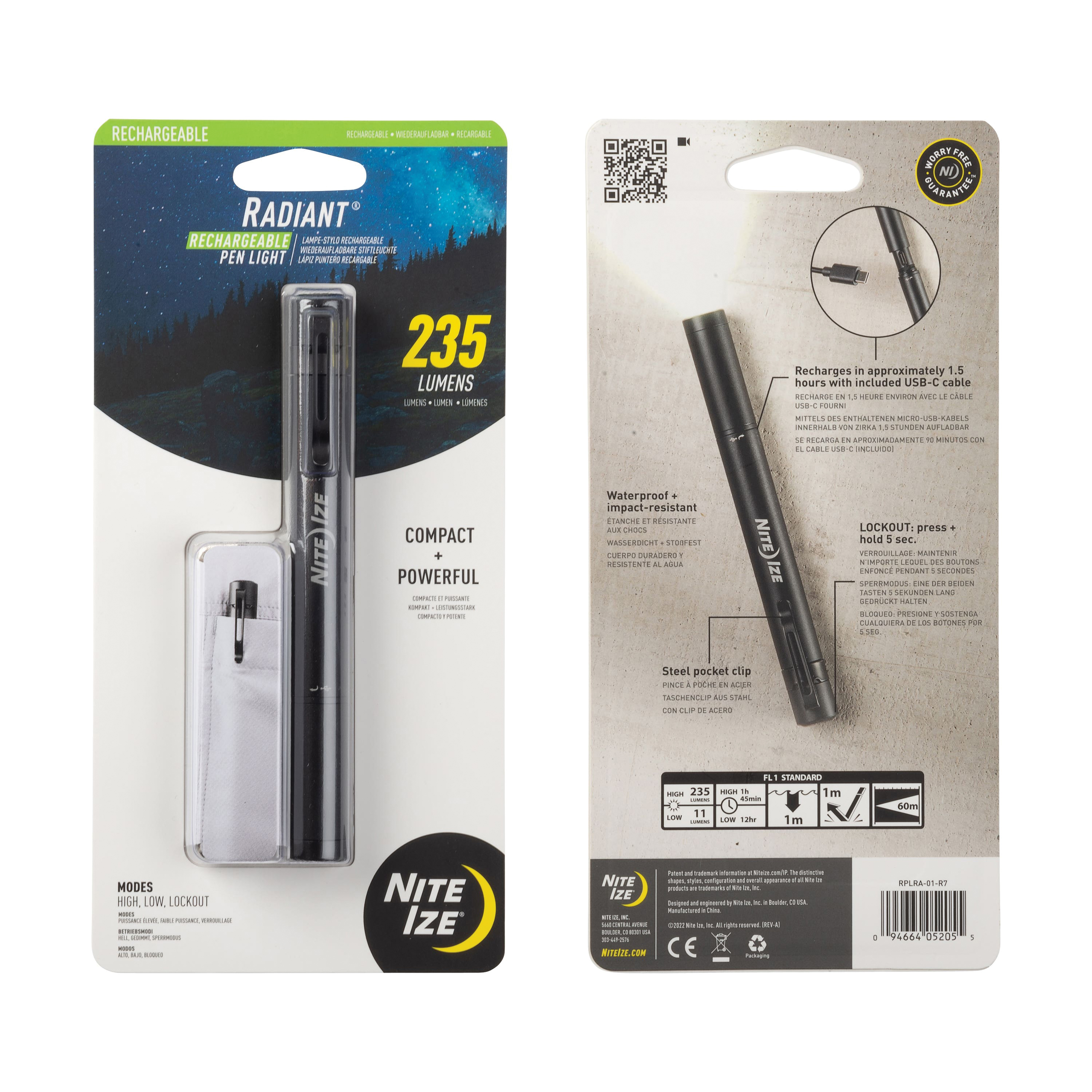 Nite Ize Radiant Series RPLRA-01-R7 Rechargeable Pen Light, LED Lamp, 11, 235 Lumens - 2