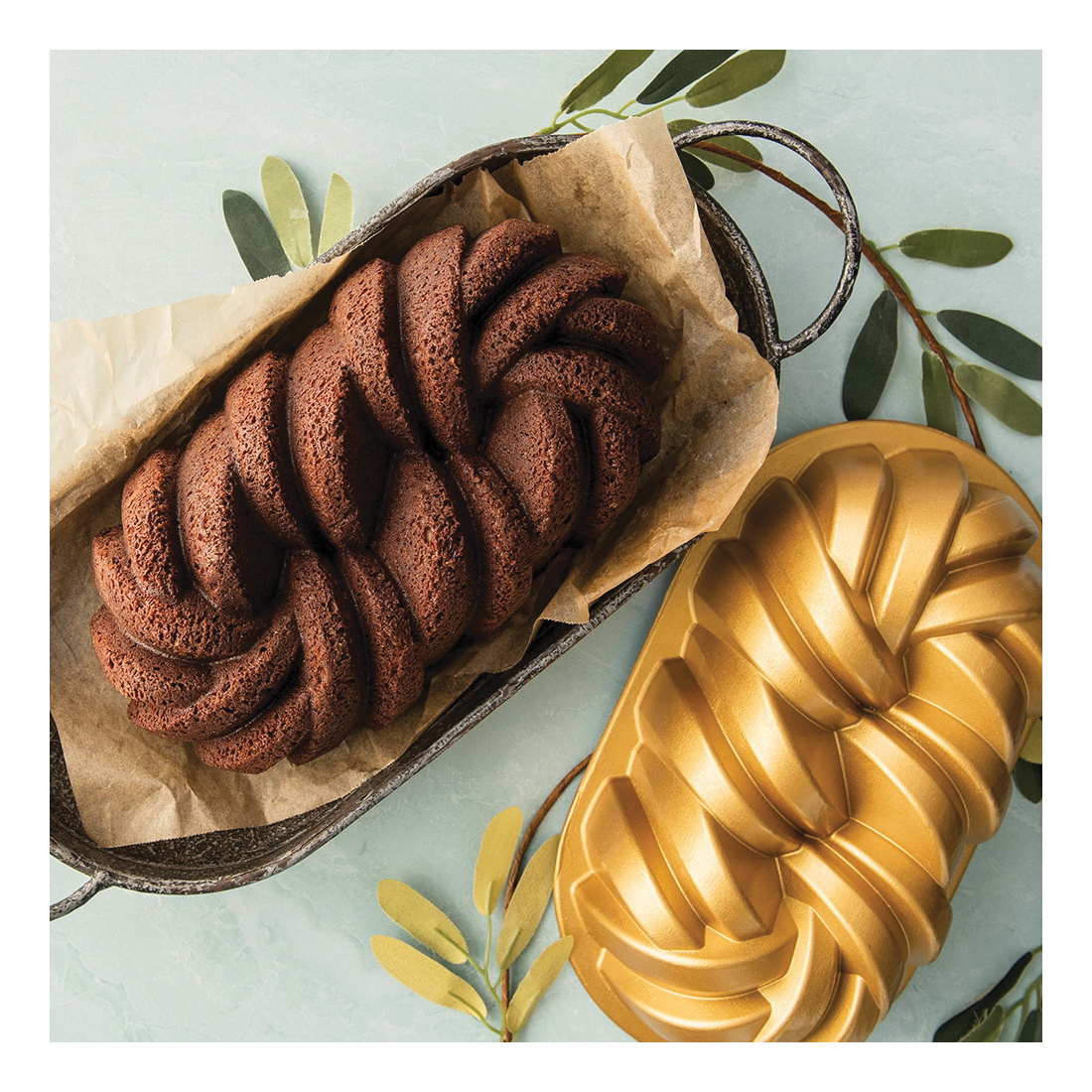 Nordic Ware Braided Bundt 96077 Loaf Pan, 10.3 in L, 5.9 in W, 2.9 in H, Cast Aluminum - 2