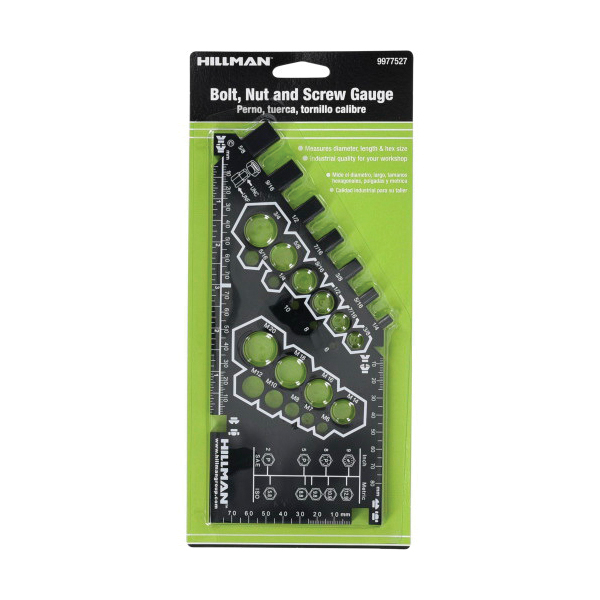 Hillman 9977527 Bolt Nut and Screw Gauge, Metric, SAE, Standard Leaves, Plastic - 3