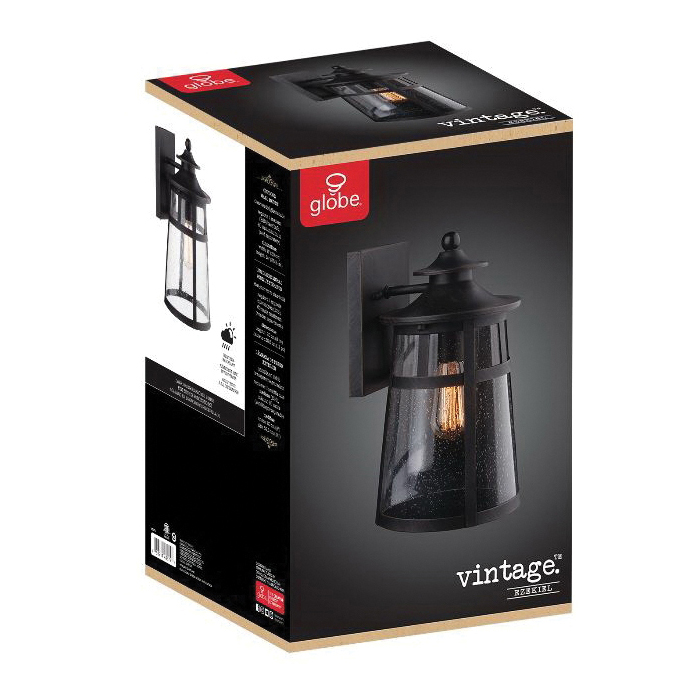 globe Vintage Series 43574 Ezekiel Wall Sconce, Incandescent, LED Lamp, Metal Fixture, Brown Fixture, Brushed Fixture - 3