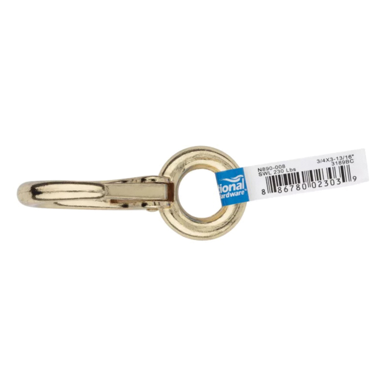 National Hardware N890-008 Boat Snap with Fixed Round Eye, 3/4 x 3-13/16 in, Zinc, Bronze - 2