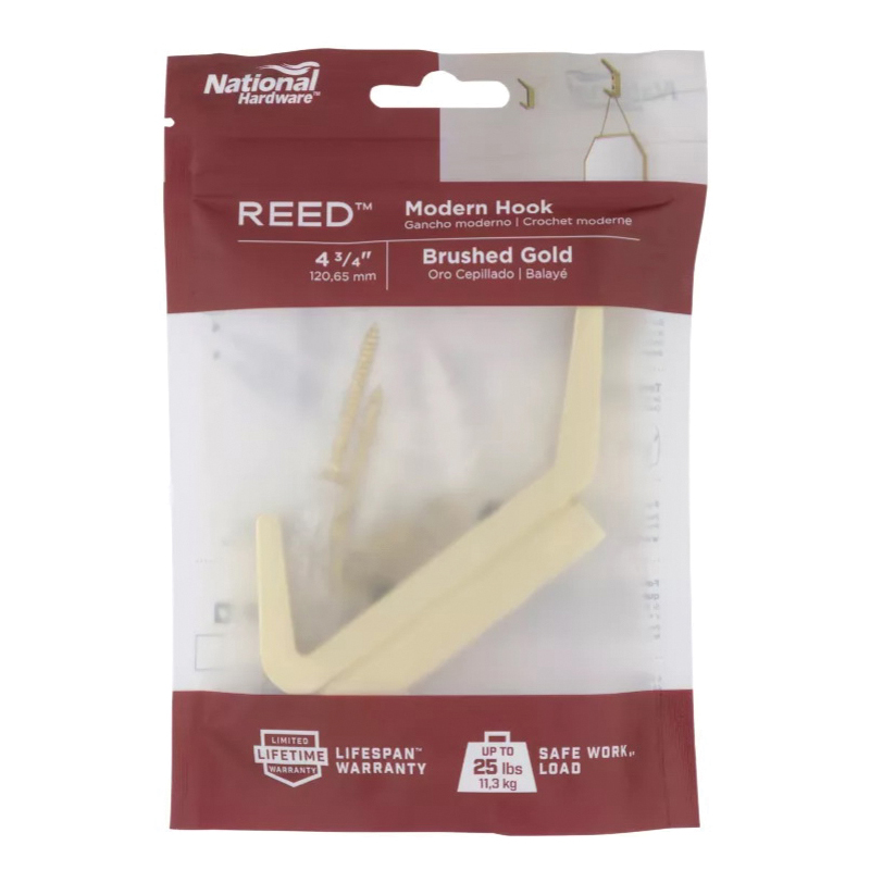 National Hardware Reed N337-920 Geometric Hook, 25 lb, Aluminum, Brushed Gold - 2