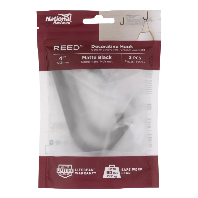 National Hardware Reed N337-903 Multi-Purpose Hook, 60 lb, Steel, Matte - 2