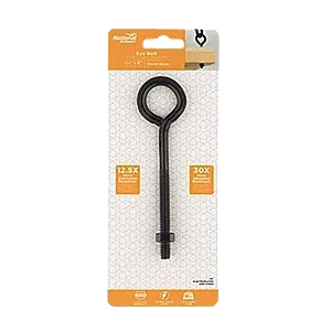 National Hardware N820-086 Series Eye Bolt, 6 in OAL, 3/8 in Thread, 160 lb Working Load, Steel, Storm Shine - 5