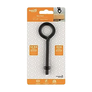 National Hardware N820-098 Series Eye Bolt, 5 in OAL, 3/8 in Thread, 160 lb Working Load, Steel, Storm Shine - 5