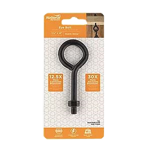 National Hardware N820-105 Series Eye Bolt, 4 in OAL, 3/8 in Thread, 160 lb Working Load, Steel, Storm Shine - 5