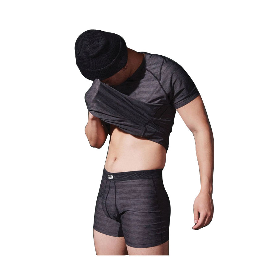 Saxx SXBB09F-BLH-L Boxer Briefs, L, Elastane/Polyester, Black Heather, 35 to 38 in, 5 in L - 3