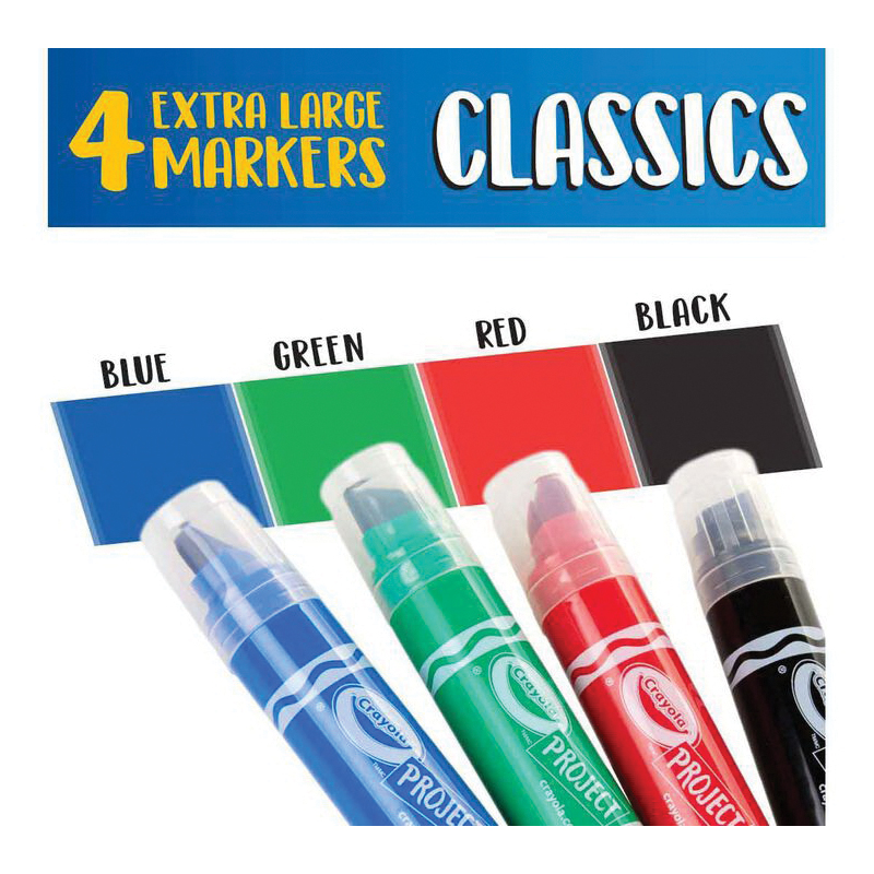 Crayola 5883560001 Poster Marker, Black/Blue/Green/Red Barrel, Assorted Lead/Tip, Chisel Lead/Tip, 4/PK - 3