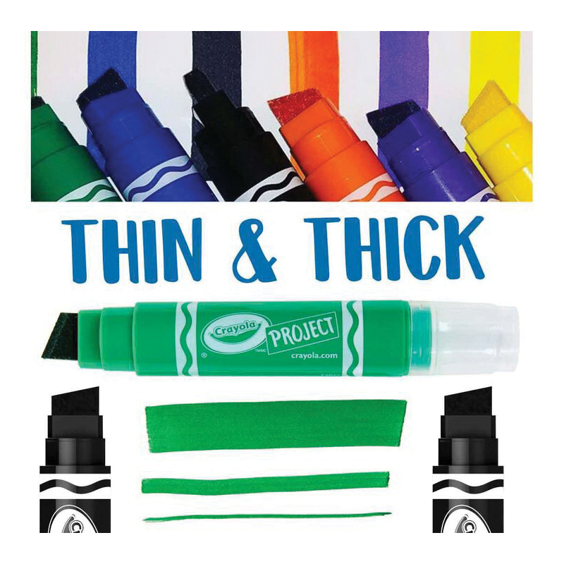 Crayola 5883560001 Poster Marker, Black/Blue/Green/Red Barrel, Assorted Lead/Tip, Chisel Lead/Tip, 4/PK - 4