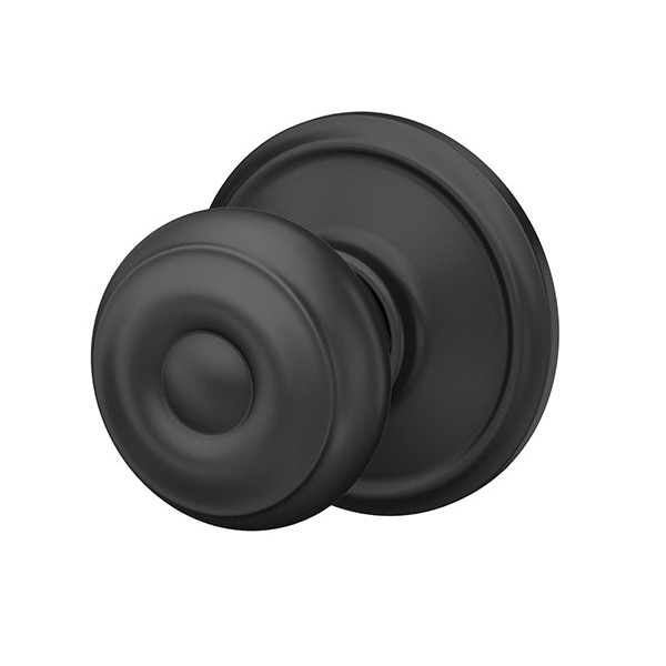 Schlage F Series F10 V GEO 622 Passage Knob, Georgian, Round, 2-3/4 in Dimensions, Metal, Matte Black, Reversible Hand - 3
