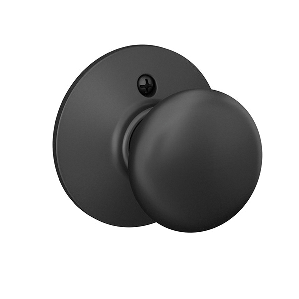 Schlage F Series F10 V PLY 622 Passage Knob, Plymouth, Round, 2-3/4 in Dimensions, Metal, Matte Black, Reversible Hand - 2