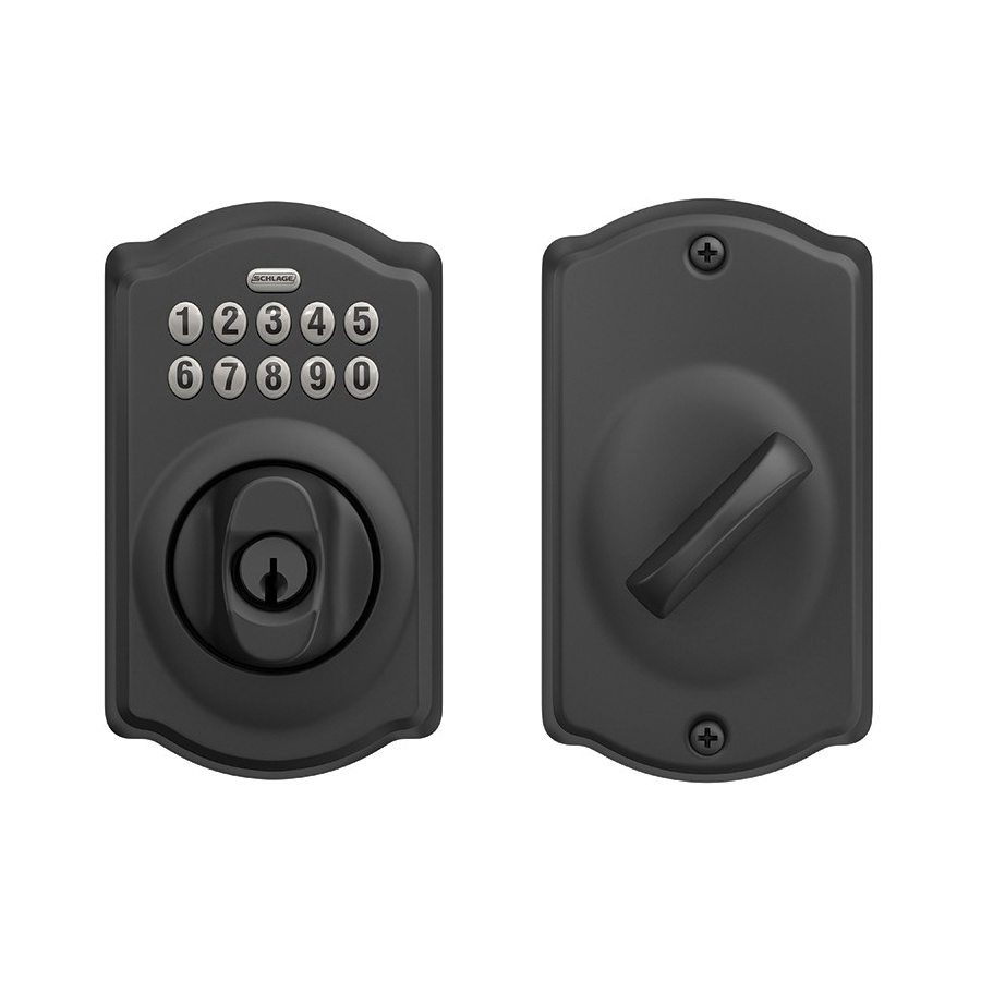 Schlage BE365 V CAM 622 Electronic Deadbolt, 19 Number of User Codes, 1 in Projection, Matte Black, Residential - 2
