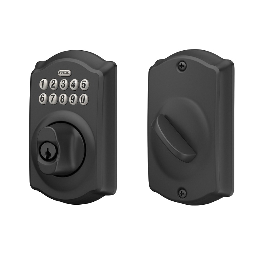 Schlage BE365 V CAM 622 Electronic Deadbolt, 19 Number of User Codes, 1 in Projection, Matte Black, Residential - 3