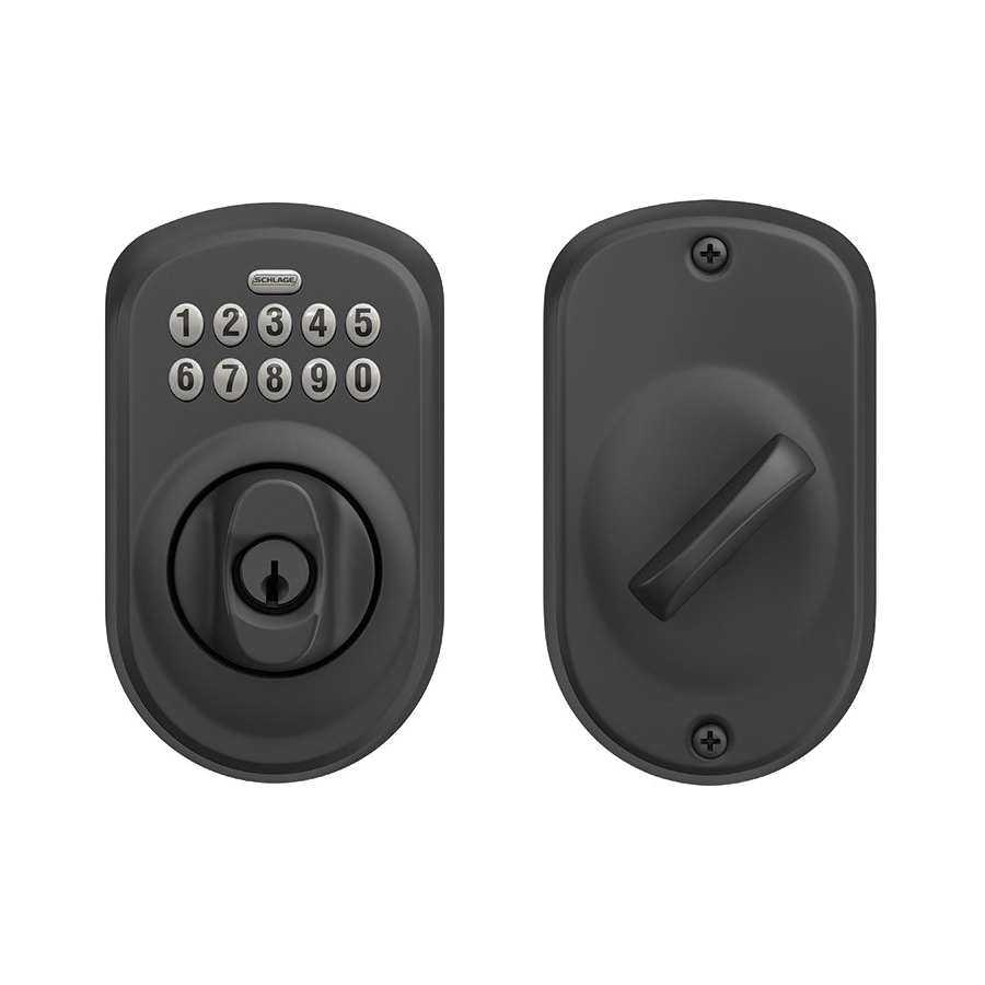 Schlage BE365 V PLY 622 Electronic Deadbolt, 19 Number of User Codes, 1 in Projection, Matte Black, 1 Grade, 1/CD - 2