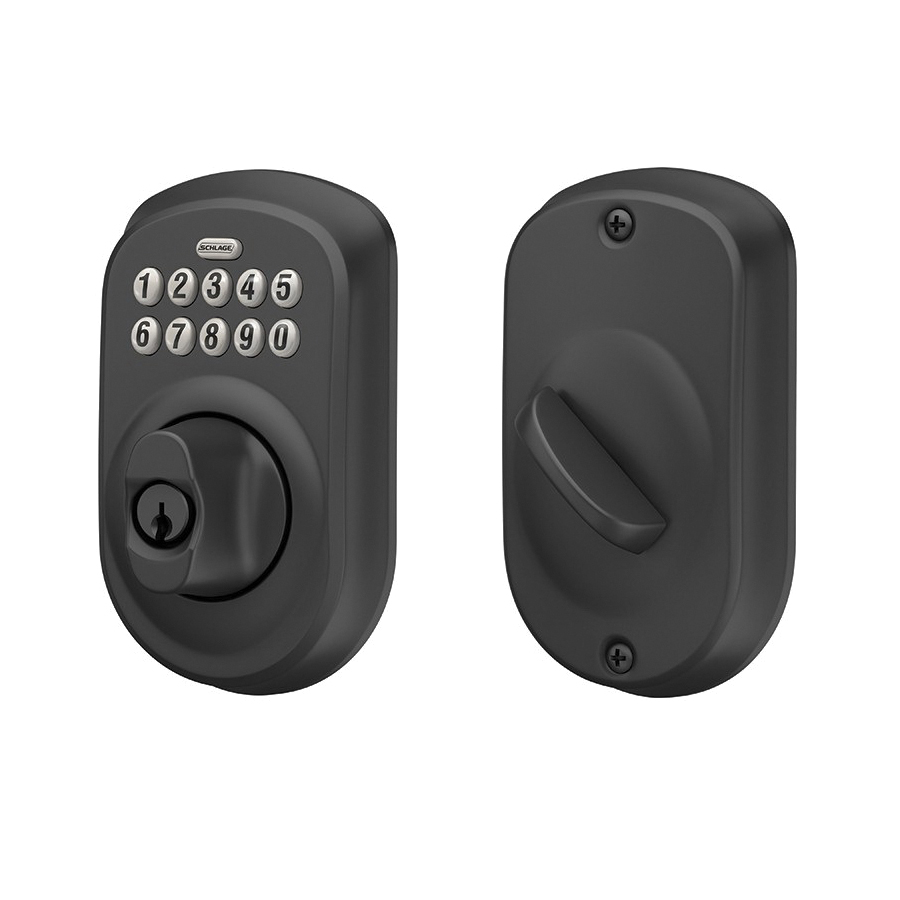 Schlage BE365 V PLY 622 Electronic Deadbolt, 19 Number of User Codes, 1 in Projection, Matte Black, 1 Grade, 1/CD - 3