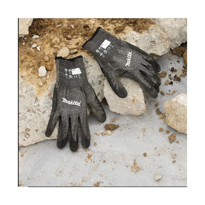 Makita Advanced FitKnit T-04139 Coated Dipped Gloves, Breathable, High-Dexterity, S/M, 4-7/8 to 5-3/8 in L, Open Cuff - 4