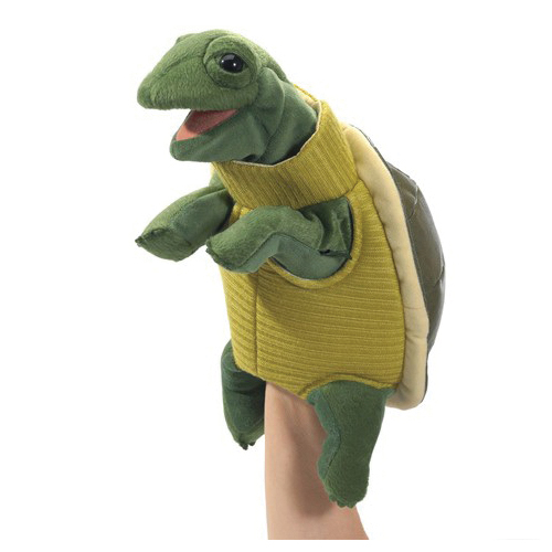 Folkmanis 2881 Hand Puppet, Turtleneck Turtle, Green/Yellow - 1