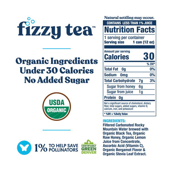 Teakoe fizzy Series 614 Fizzy Tea, Lemon Raw Honey, 12 oz, Can - 5
