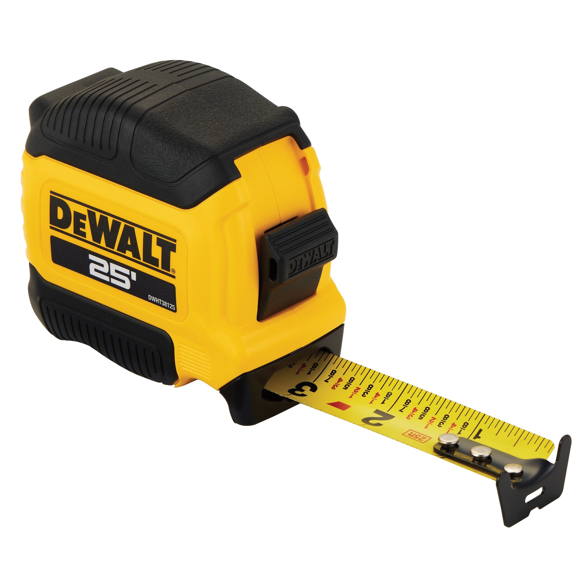 DEWALT ATOMIC COMPACT Series DWHT38125S Tape Measure, 25 ft L Blade, 1-1/8 in W Blade, Steel Blade, Rubber Case - 3