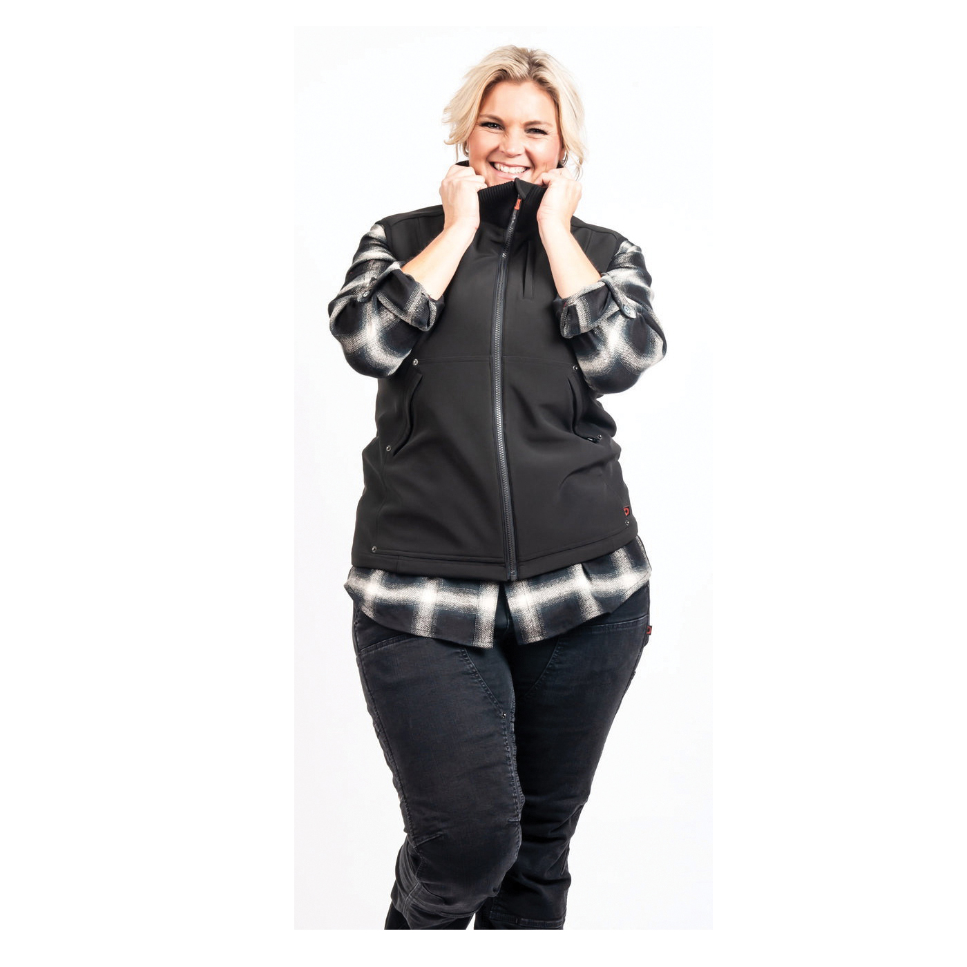 Dovetail Workwear M'fon Series DWF19OW4-001-XS Vest, XS, Regular, Polyester/Polyurethane/Spandex, Black, High-Collar - 3
