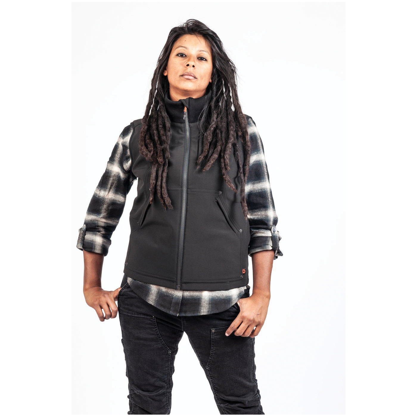 Dovetail Workwear M'fon Series DWF19OW4-001-XS Vest, XS, Regular, Polyester/Polyurethane/Spandex, Black, High-Collar - 5