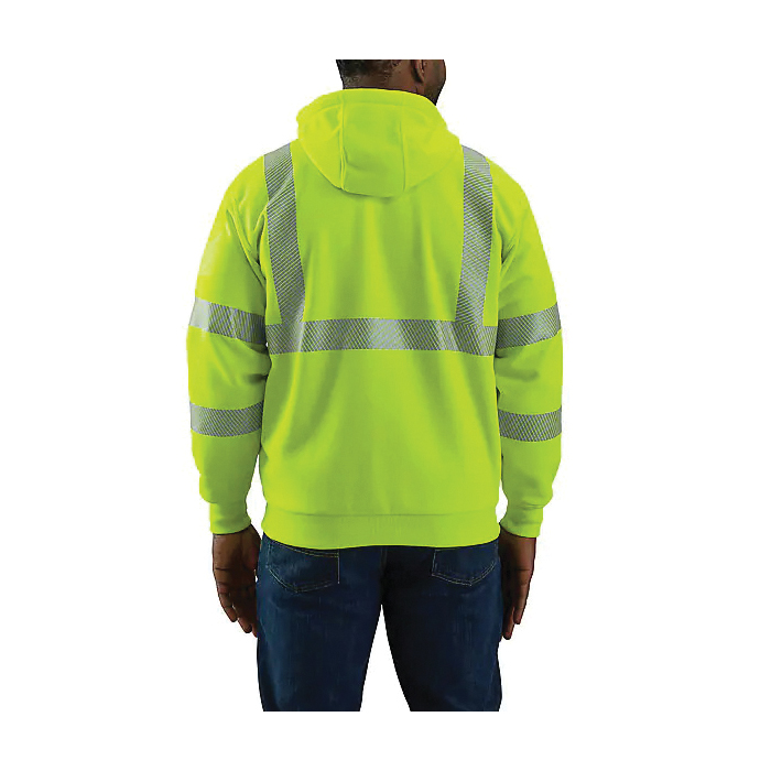 Carhartt 104988-BLM-XLR Hooded Sweatshirt, XL, Loose Fit, Men's, Zipper, 3 in W Stripe, Brite Lime, Regular - 2